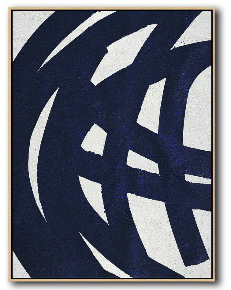 Buy Hand Painted Navy Blue Abstract Painting Online,Wall Art Ideas For Living Room #D8I6